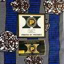 100% Cotton African Super Wax Fabric (6 yards) - blue / white / brown - Afrilege