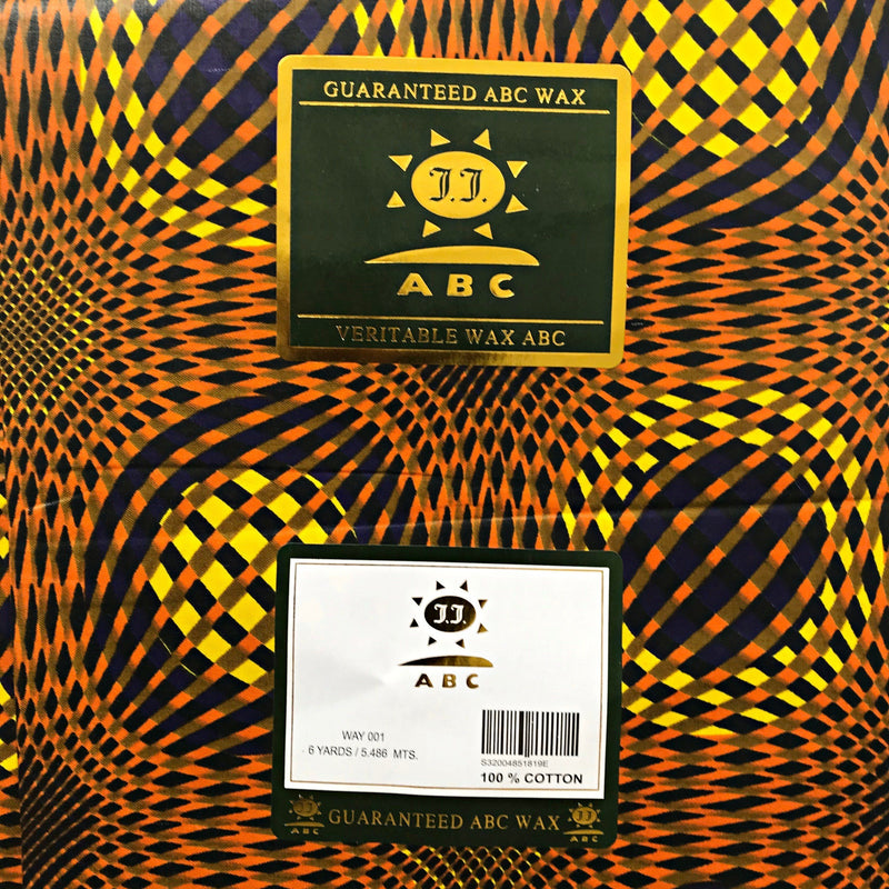 100% Cotton African Super Wax Fabric (6 yards) - Brown / Orange - Afrilege