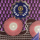 100% Cotton African Super Wax Fabric (6 yards) - Purple / Peach - Afrilege