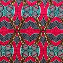 100% Cotton African Super Wax Fabric (6 yards) - Rose gold / green - Afrilege
