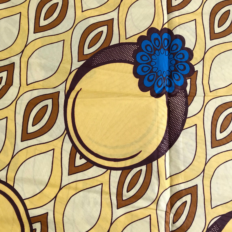 100% Cotton African Wax Print Ankara Fabric (6 yards) - Yellow / Blue - Afrilege