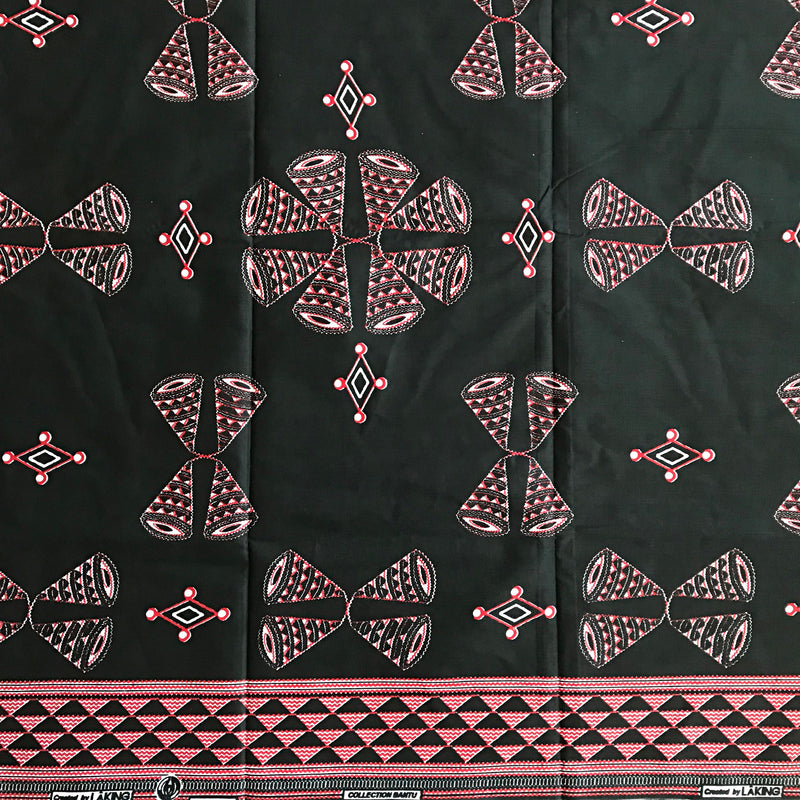 100% cotton Bamenda toghu Ndop African Print Fabric - Black / Red ( Per yard) - Afrilege