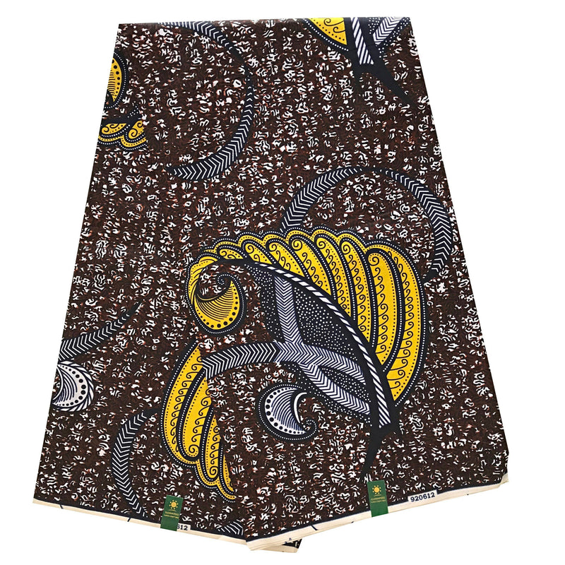 African Print Fabric Ankara Wax - Brown / Yellow (6 yards) - Afrilege