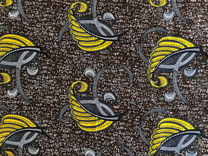 African Print Fabric Ankara Wax - Brown / Yellow (6 yards) - Afrilege