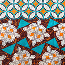 African wax print fabric - Bordeau/ orange/ blue ( 6 yards) - Afrilege