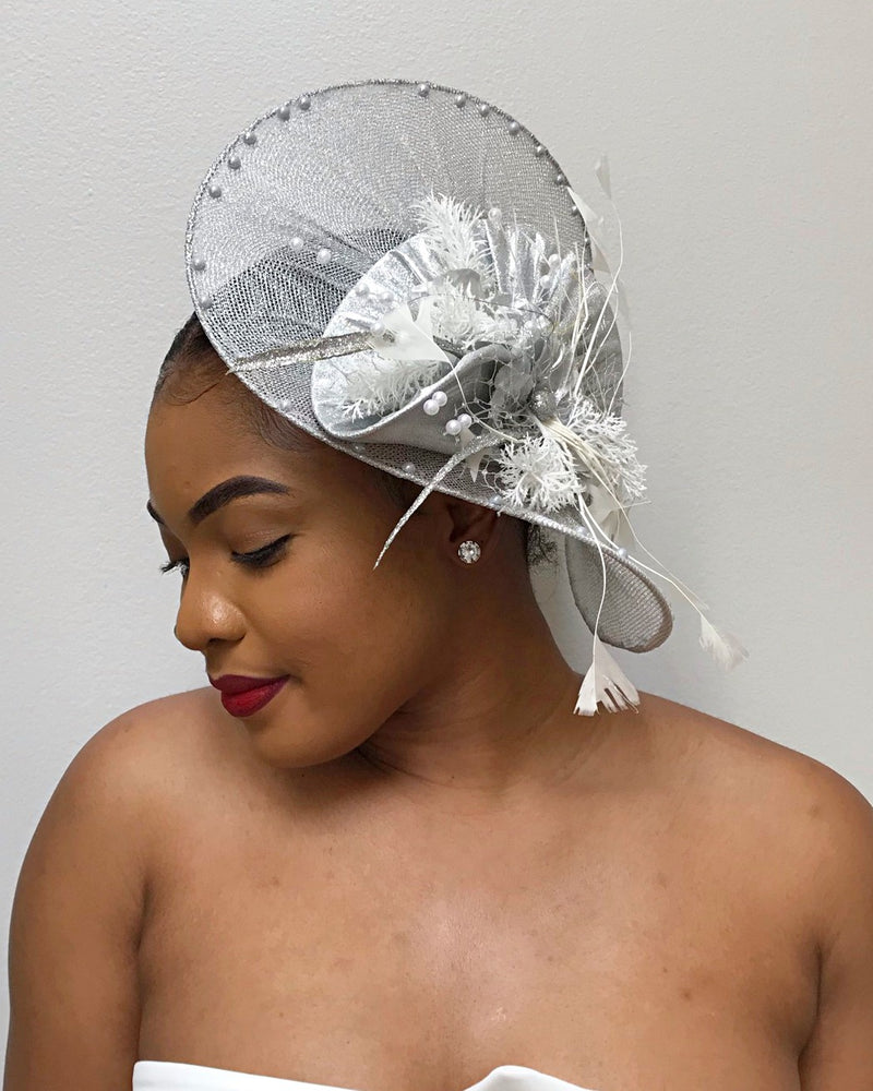 Wedding Fascinator hair clip hat - Afrilege