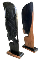 African Couple Ebony Wood Carved Sculpture statue ( set of 2) - Made in Cameroon - Afrilege