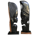 African Couple Ebony Wood Carved Sculpture statue ( set of 2) - Made in Cameroon - Afrilege