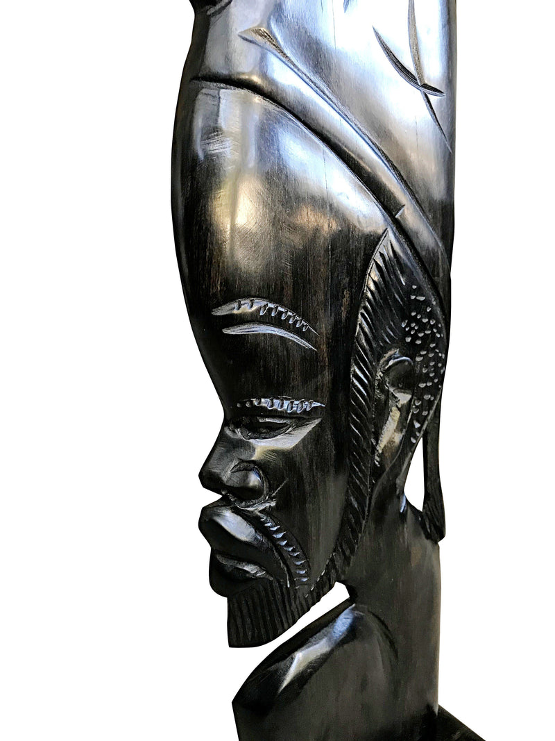 African Couple Ebony Wood Carved Sculpture statue ( set of 2) - Made in Cameroon - Afrilege