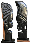African Couple Ebony Wood Carved Sculpture statue ( set of 2) - Made in Cameroon - Afrilege