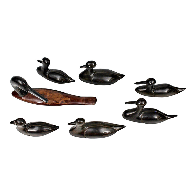Wood Carved Duck Family Set of 7 - Afrilege