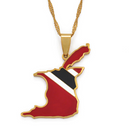 Trinidad Map Flag Pendant Necklace - Afrilege
