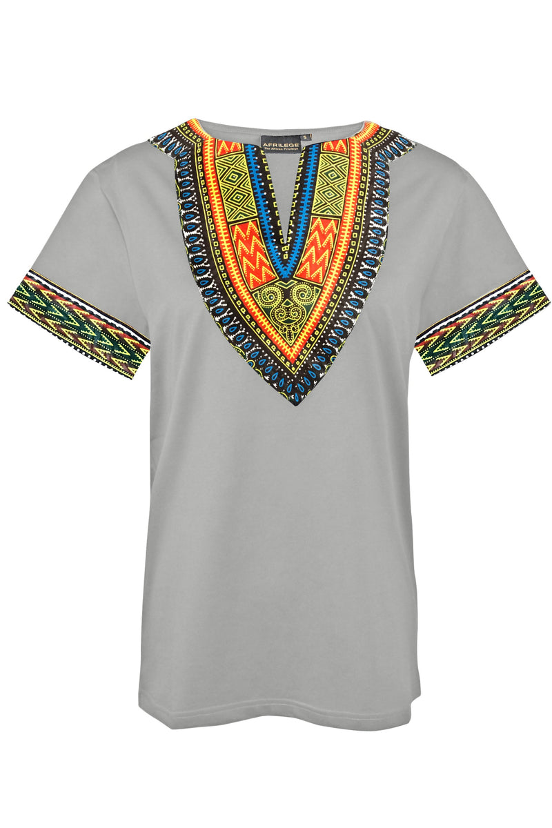 Grey African Dashiki Men T-shirt - Afrilege