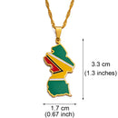 Guyana Map Flag Pendant Necklace - Afrilege