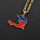 Haiti Map Flag  Pendant Necklace - Afrilege
