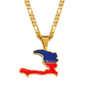 Haiti Map Flag  Pendant Necklace - Afrilege