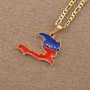 Haiti Map Flag  Pendant Necklace - Afrilege