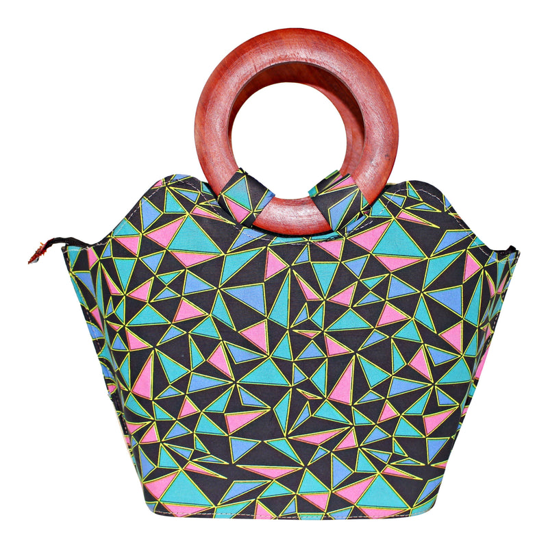 Abayomi Hand Woven Raffia Fibers African Basket Bag with wood handle - Green - Afrilege