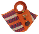 African Hand Woven Raffia Fibers Basket Bag with Wooden Handle - Afrilege