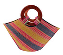 African Hand Woven Raffia Fibers Basket Bag with Wooden Handle - Afrilege