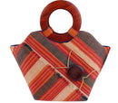 African Hand Woven Raffia Fibers Handbag with Wooden Handle - Afrilege