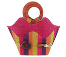 African Hand Woven Raffia Fibers Handbag with Wooden Handle - Afrilege
