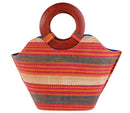African Hand Woven Raffia Fibers Handbag with Wooden Handle - Afrilege