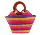 African Hand Woven Raffia Fibers Handbag with Wooden Handle - Afrilege