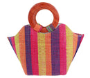 African Hand Woven Raffia Fibers Handbag with Wooden Handle - Afrilege