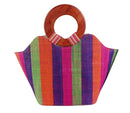 African Hand Woven Raffia Fibers Handbag with Wooden Handle - Afrilege