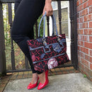 African Print Bag with Purse - Brown / Gray / Red - Afrilege
