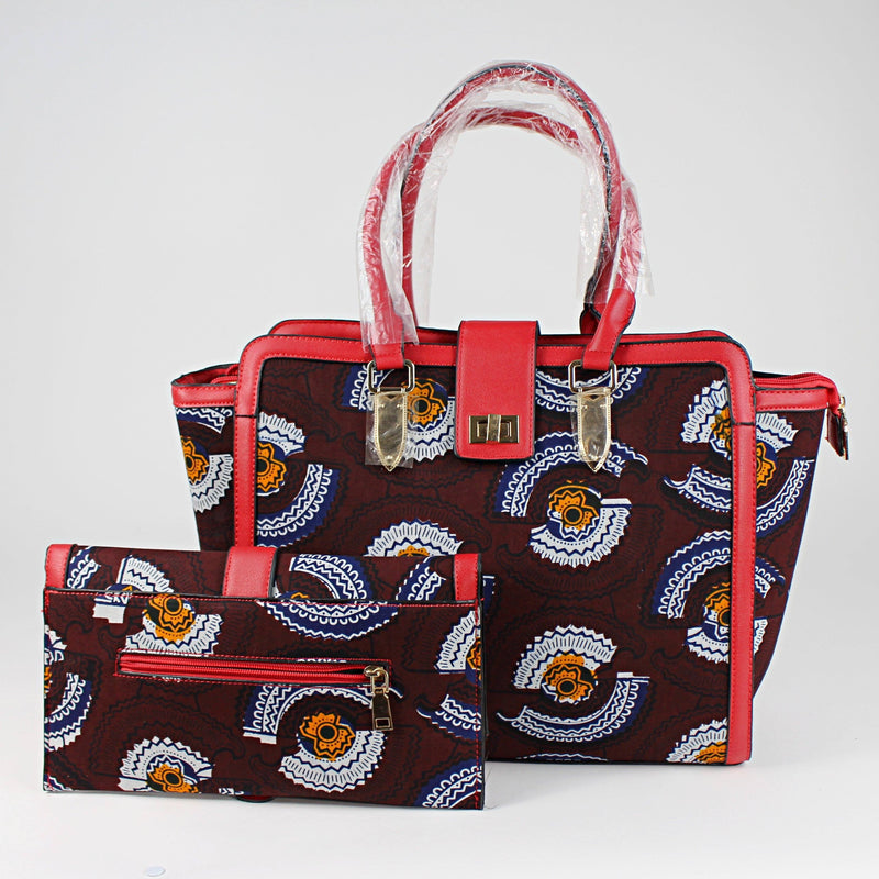 African Print Wax Handbag with a Purse-Wallet - Afrilege