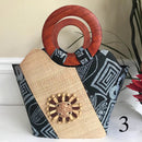 Bamileke Hand Woven Raffia Fibers African Basket bag with wood handle - Medium - Afrilege