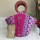 Ebele Hand Woven Raffia Fibers African Basket bag with wood handle - Big - Afrilege