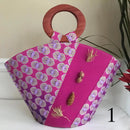 Ebele Hand Woven Raffia Fibers African Basket bag with wood handle - Big - Afrilege