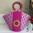 Ebele Hand Woven Raffia Fibers African Basket bag with wood handle - Big - Afrilege