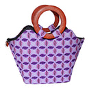 Hannah Hand Woven Raffia Fibers Basket African bag with wood handle - Light purple - Afrilege
