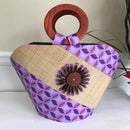 Hannah Hand Woven Raffia Fibers African Basket bag with wood handle - Big - Afrilege