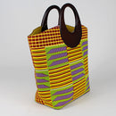 Kente African Print Bag with purse - Yellow / Purple - Afrilege