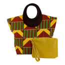 Kente African Print Bag with purse - Yellow / Red / Green - Afrilege