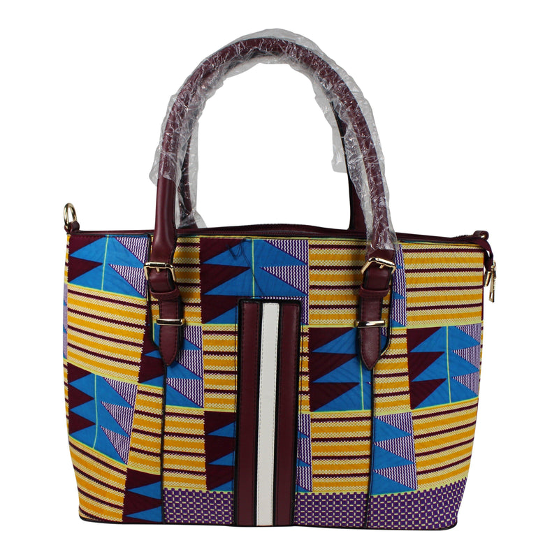 Kente African Print Bag - Yellow / Blue / Purple - Afrilege