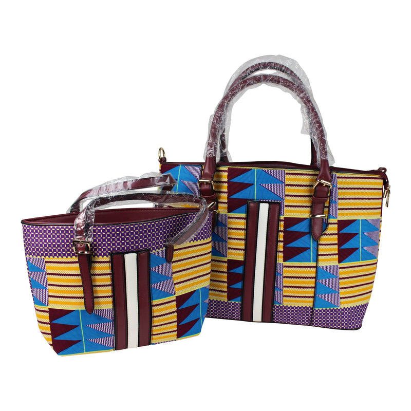 Kente African Print Bag - Yellow / Blue / Purple - Afrilege