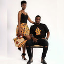 Masika African Hand Woven Raffia Fibers African print basket bag - Orange - Afrilege