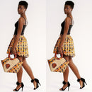 Masika African Hand Woven Raffia Fibers African print basket bag - Orange - Afrilege