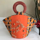 Masika Hand Woven Raffia Fibers African Basket bag with wood handle - Big - Afrilege