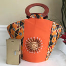 Masika Hand Woven Raffia Fibers African Basket bag with wood handle - Big - Afrilege