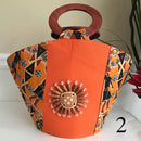 Masika Hand Woven Raffia Fibers African Basket bag with wood handle - Big - Afrilege