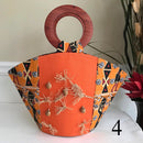 Masika Hand Woven Raffia Fibers African Basket bag with wood handle - Big - Afrilege