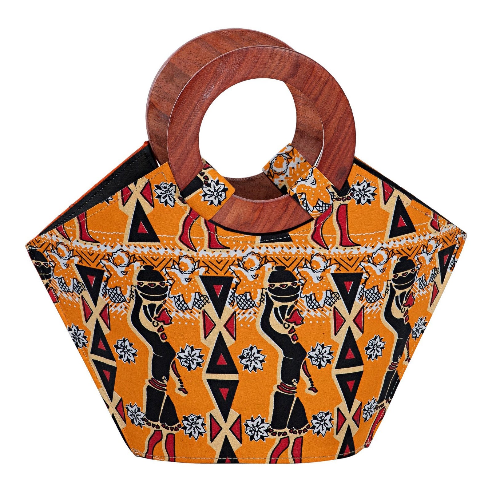 Masika Hand Woven Raffia Fibers Basket African Bag with Wood Handle ...