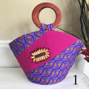 Nina Hand Woven Raffia Fibers African Basket bag with wood handle - Big - Afrilege
